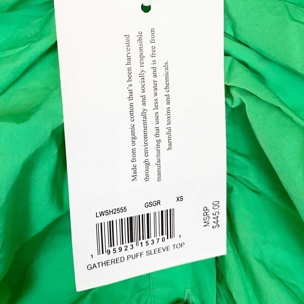 Frame Gathered Puff Sleeve Top Green - Picture 7 of 7